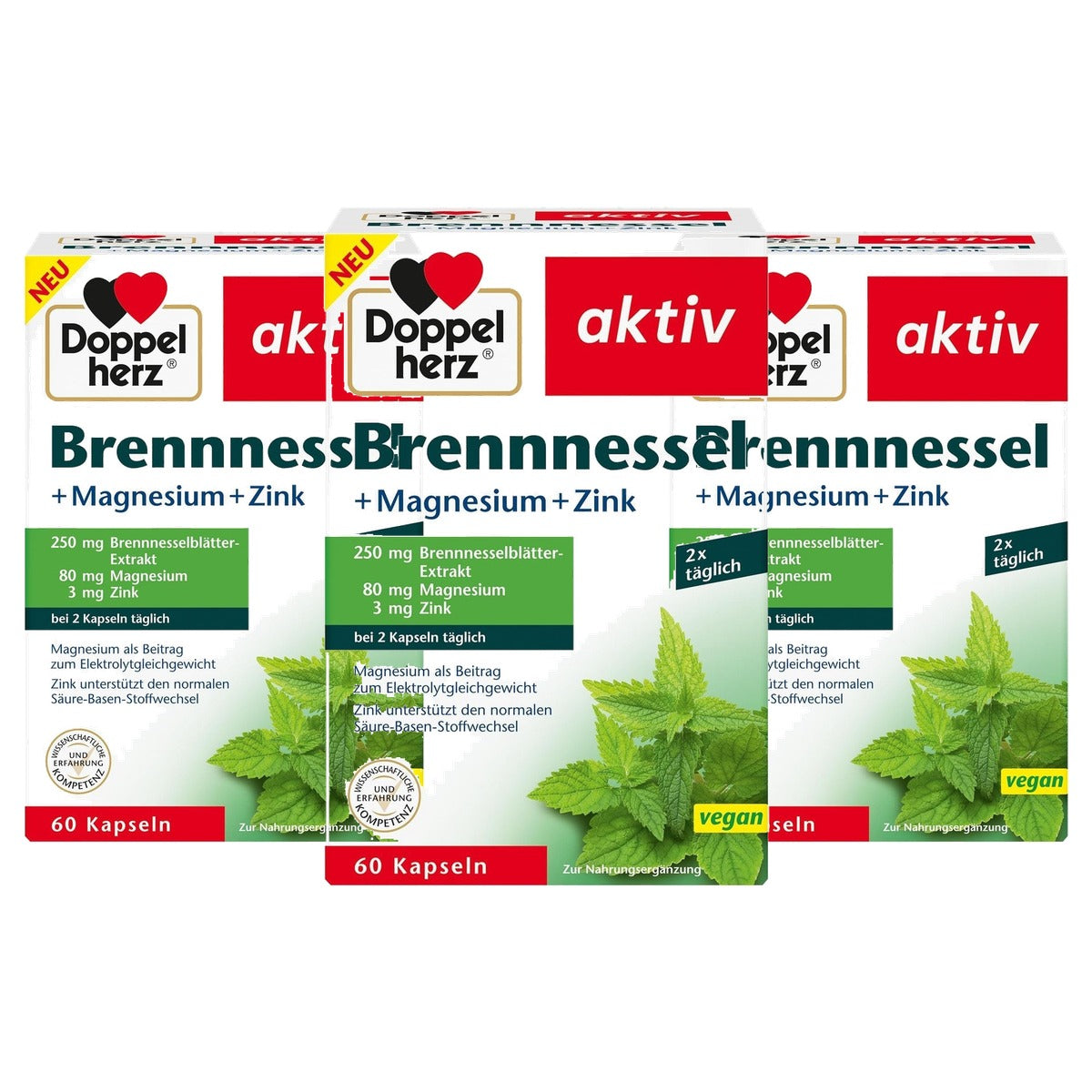 Doppelherz Brandnetel + Magnesium + Zink 60 capsules - 3-pack