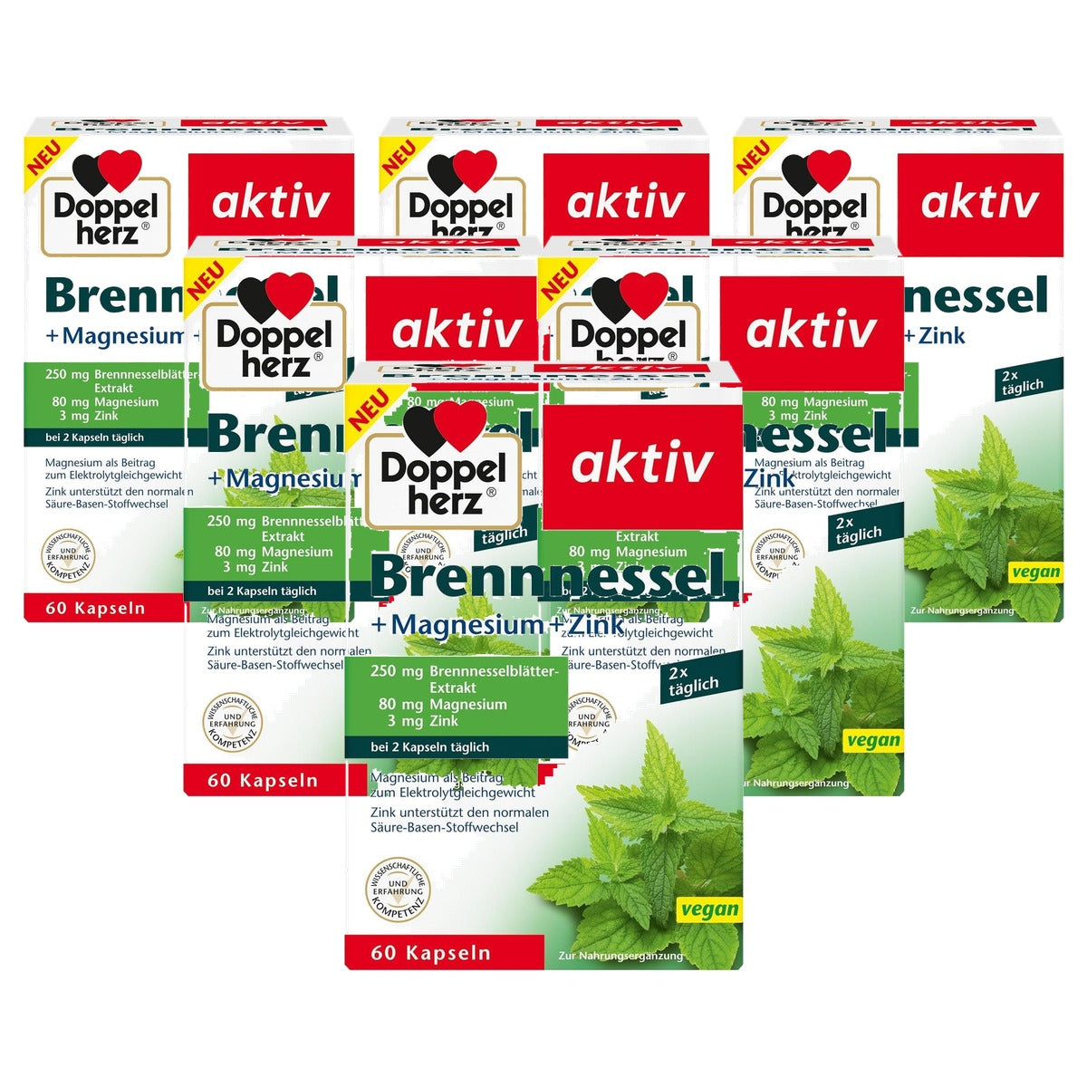 Doppelherz Brandnetel + Magnesium + Zink 60 capsules - 6-pack