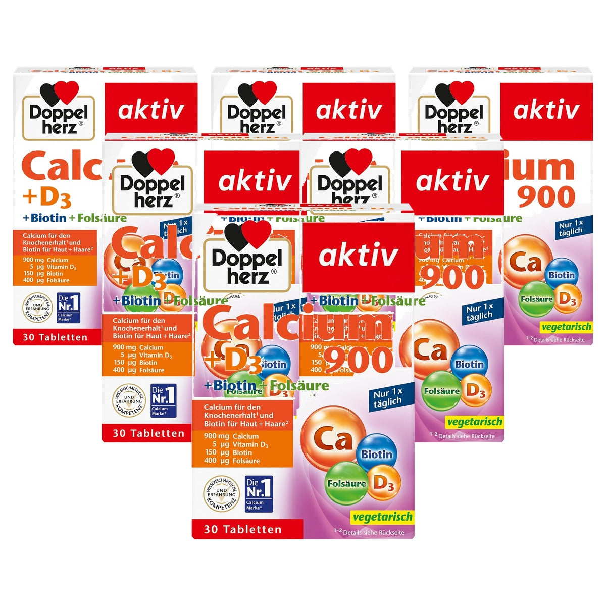 Doppelherz Calcium 900 + D3 + Biotine 30 Tabletten - 6-pack