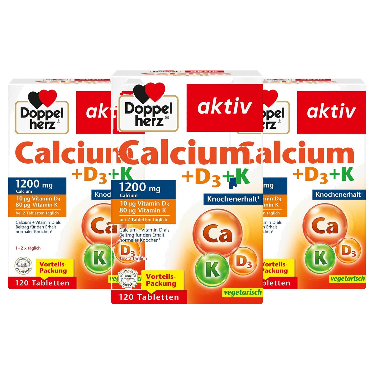 Doppelherz Calcium + Vitamine D3 + K 120 Tabletten - 3-pack