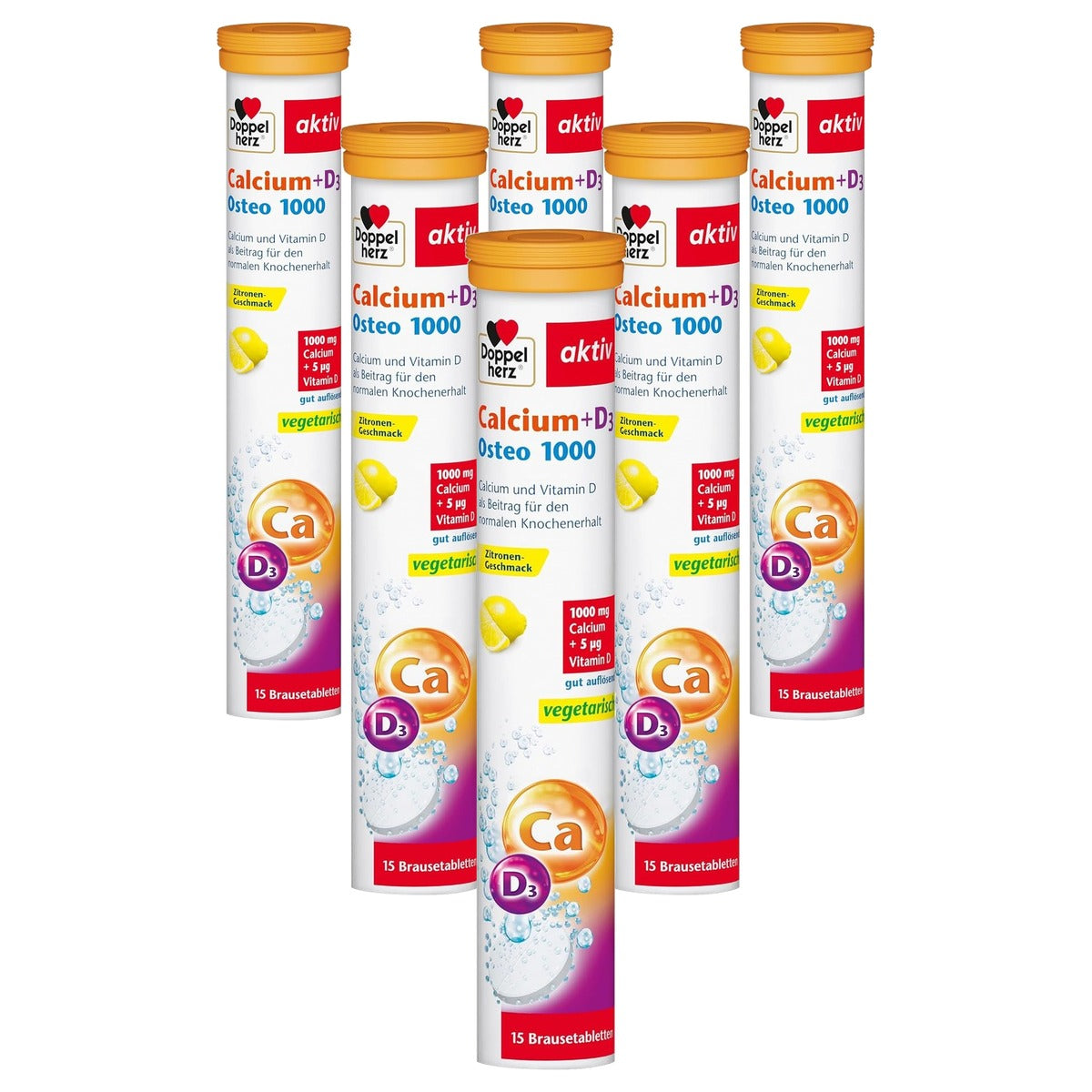 Doppelherz Calcium + D3 Osteo 1000 Citroensmaak 15 Bruistabletten - 6-pack