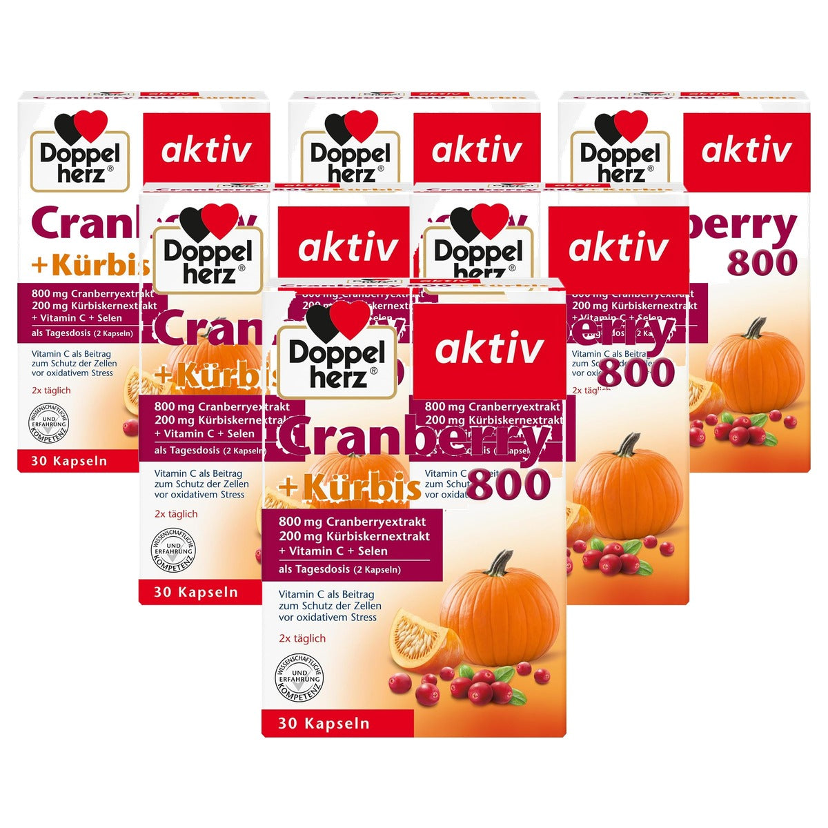 Doppelherz Cranberry 800 + Pompoen + Vitamine C + Selenium 30 capsules - 6-pack