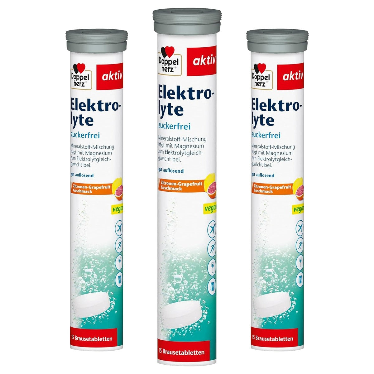 Doppelherz Elektrolyte Bruistabletten Citroen-Grapefruit 97,5 g - 3-pack