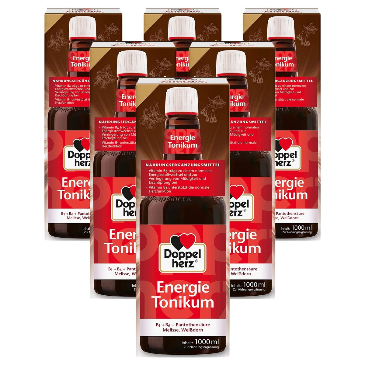 Doppelherz Energie Tonicum met B-vitaminen en Meidoorn 1000 ml - 6-pack