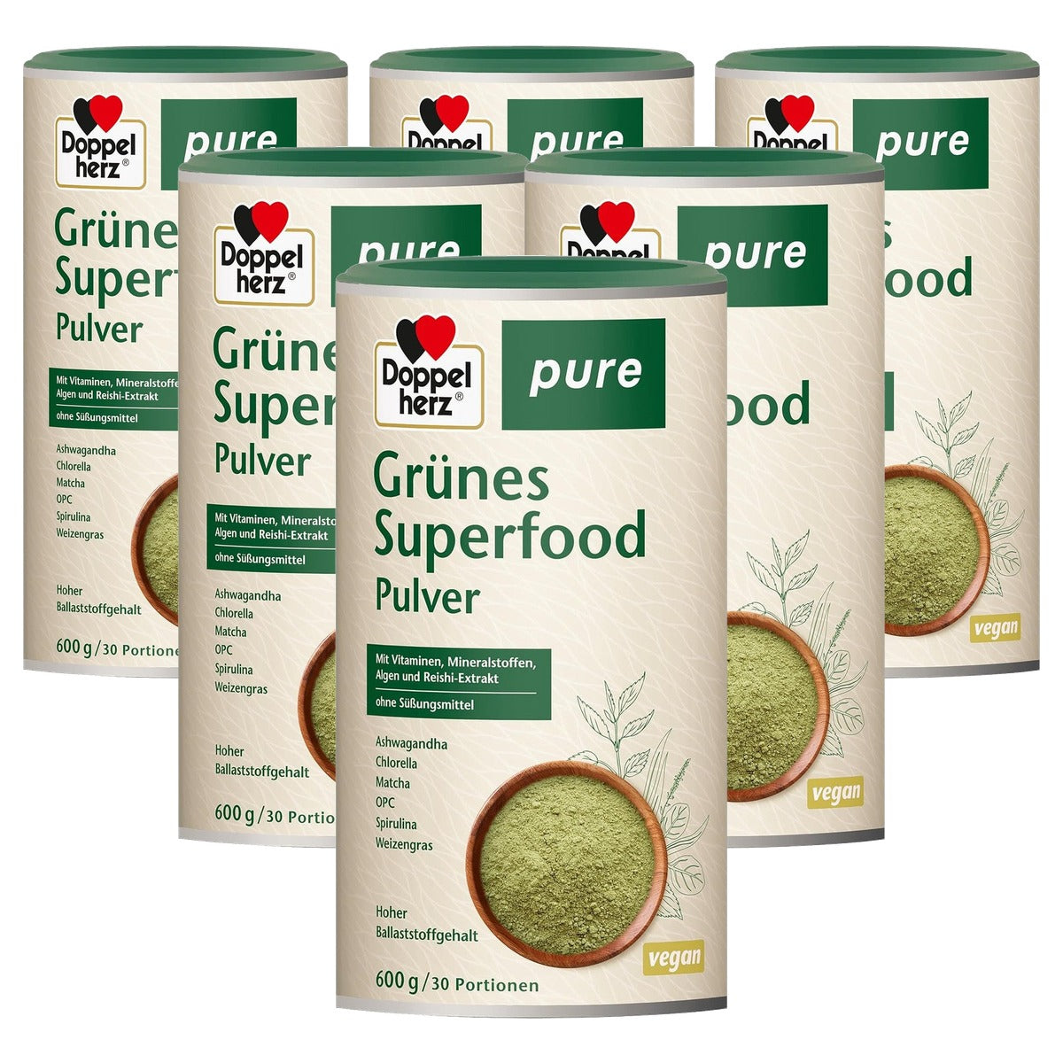 Doppelherz Zuiver Groen Superfood Poeder 600 g - 6-pack
