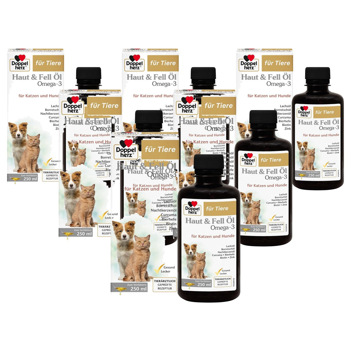 Doppelherz Huid- en Vachtolie voor Katten en Honden 250 ml - 6-pack