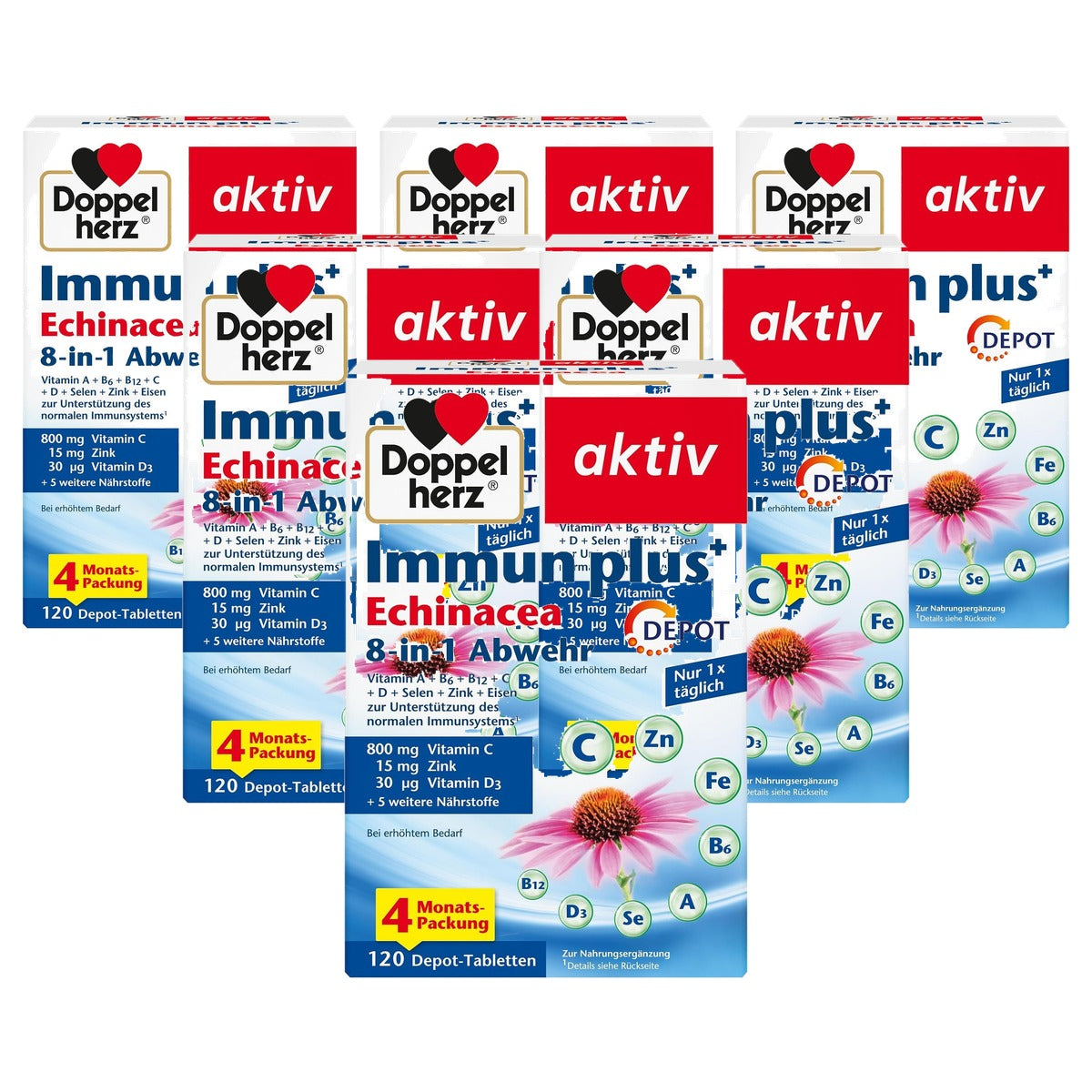 Doppelherz Immun Plus Echinacea 8-in-1 Afweer Depot 120 tabletten - 6-pack