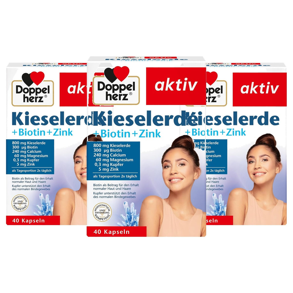 Doppelherz Kiezelaarde + Biotine + Zink 40 Capsules - 3-pack