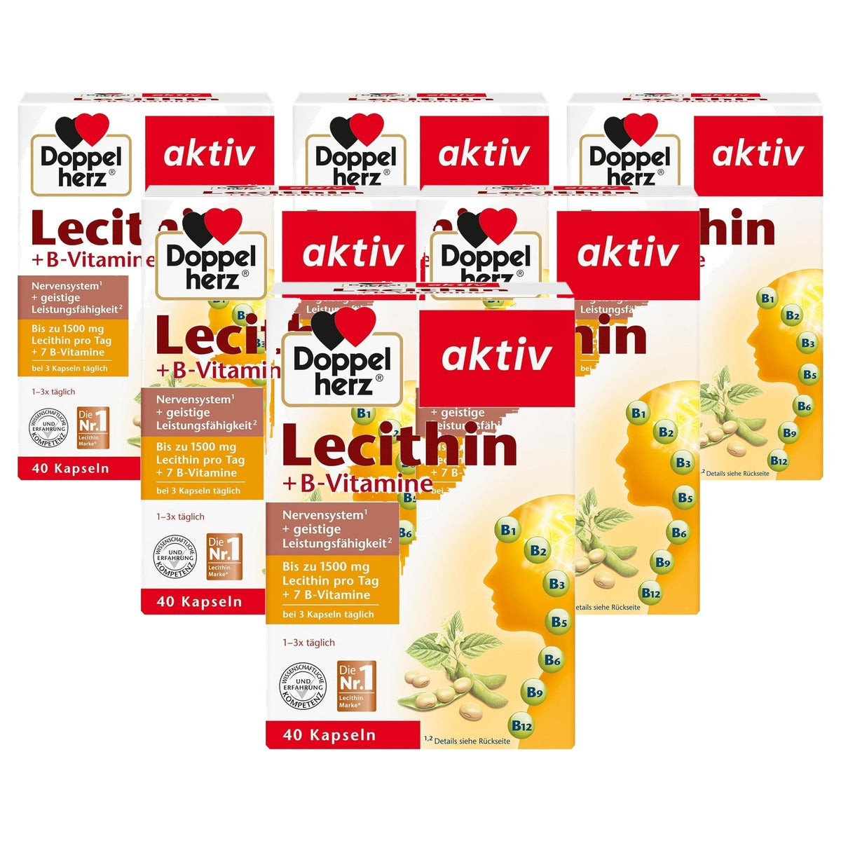 Doppelherz Lecithine Voedingssupplement met Vitamine B1, B2 en B6 40 Capsules - 6-pack