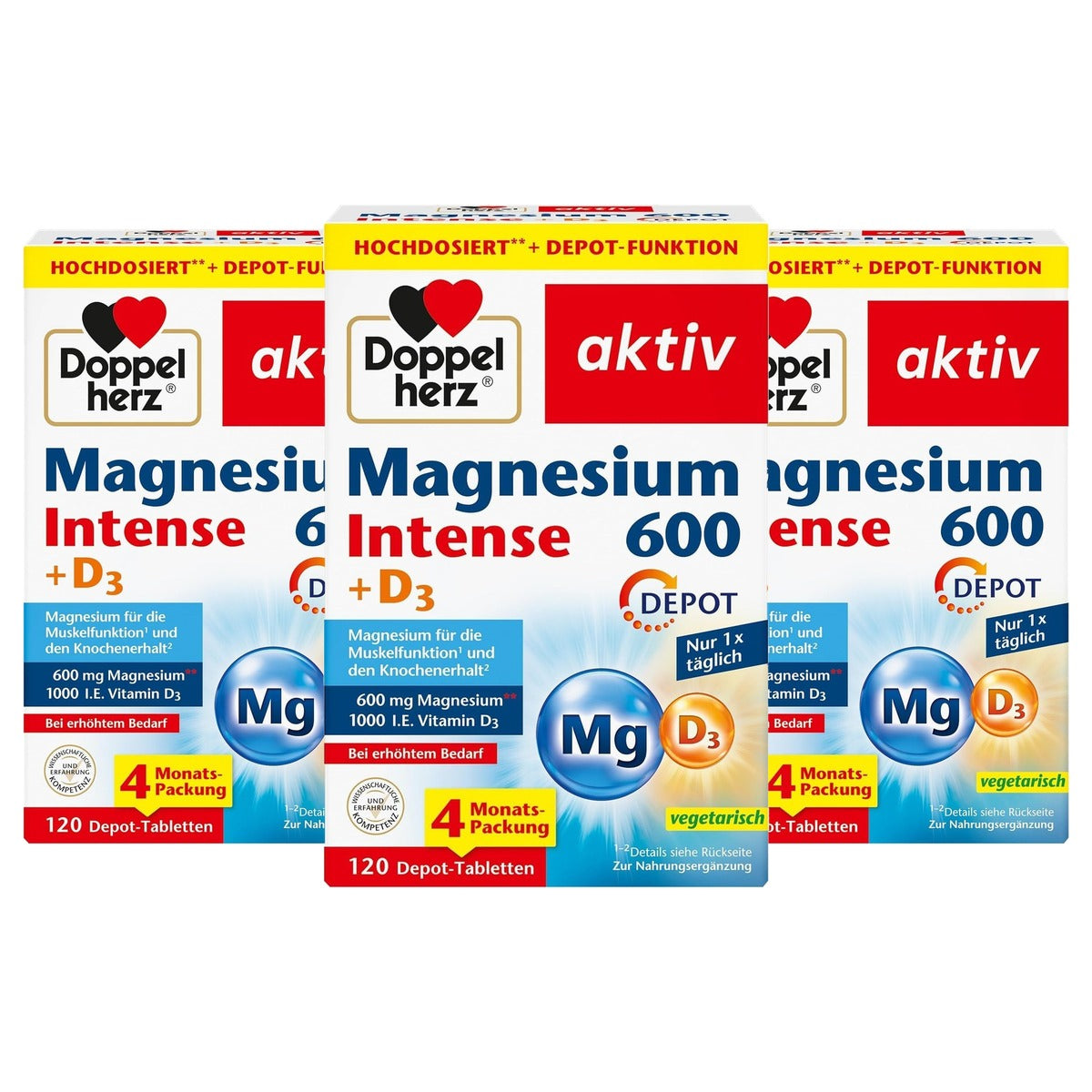 Doppelherz Magnesium 600 Intense Depot 120 Tabletten - 3-pack