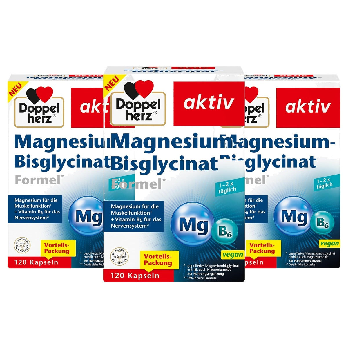 Doppelherz Magnesium-Bisglycinaat Formule 120 Capsules - 3-pack