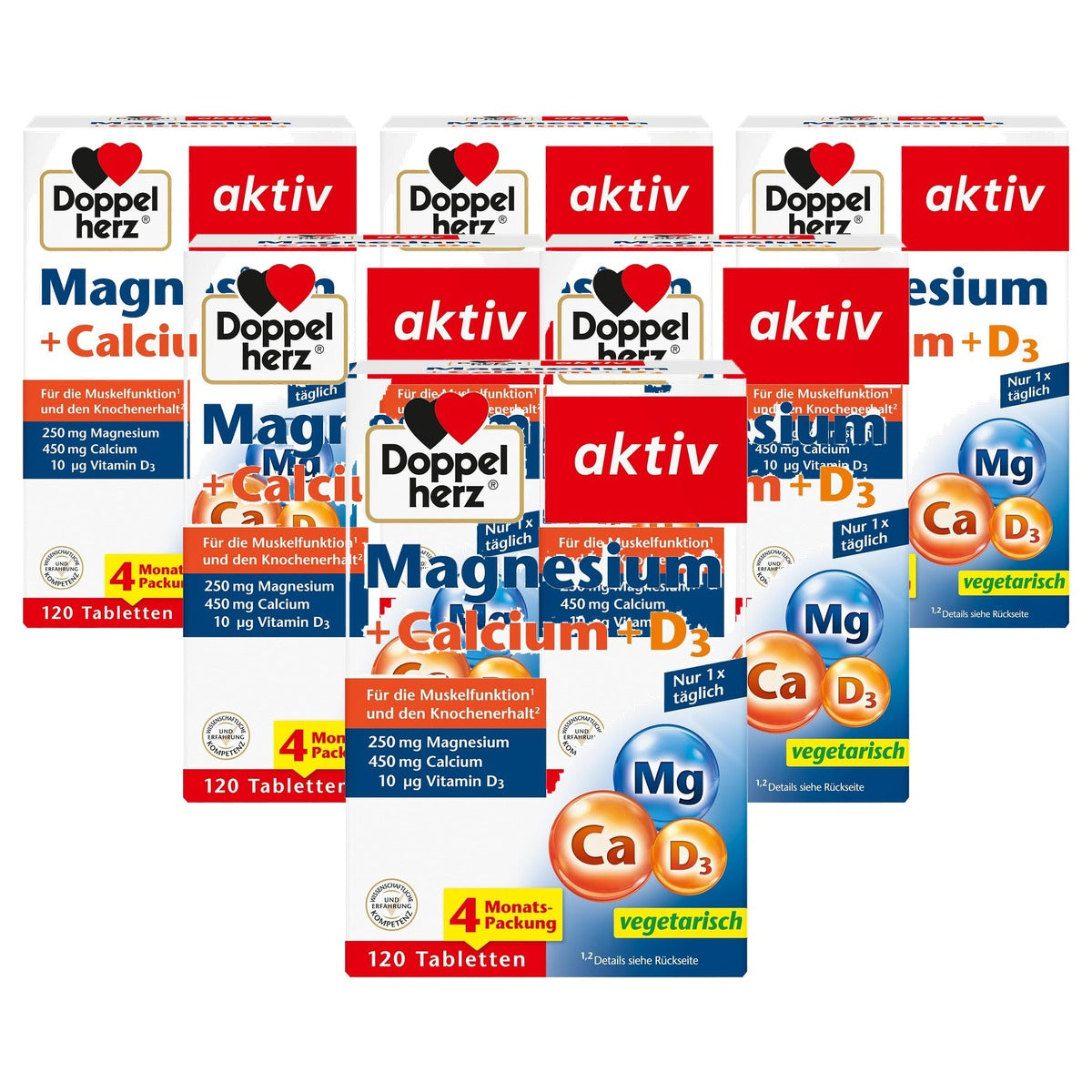 Doppelherz Magnesium + Calcium + D3 120 Tabletten - 6-pack