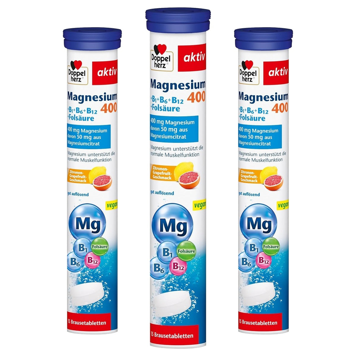 Doppelherz Magnesium + Calcium + Kalium + B6 + D3 Citroensmaak 15 Bruistabletten - 3-pack