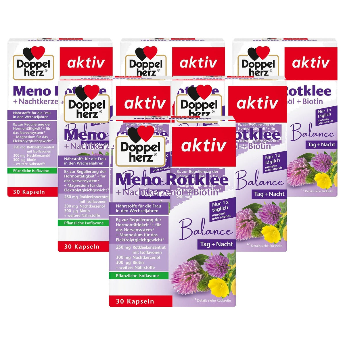Doppelherz Meno Rode Klaver + Teunisbloemolie + Biotine 30 Capsules - 6-pack