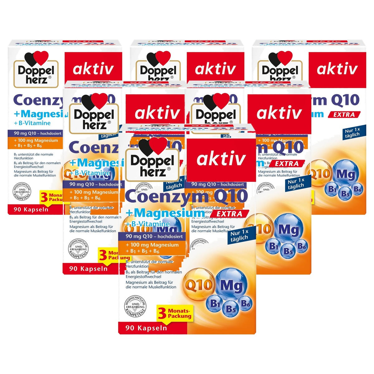 Doppelherz Coenzym Q10 + Magnesium Extra + B-Vitamine 90 capsules - 6-pack