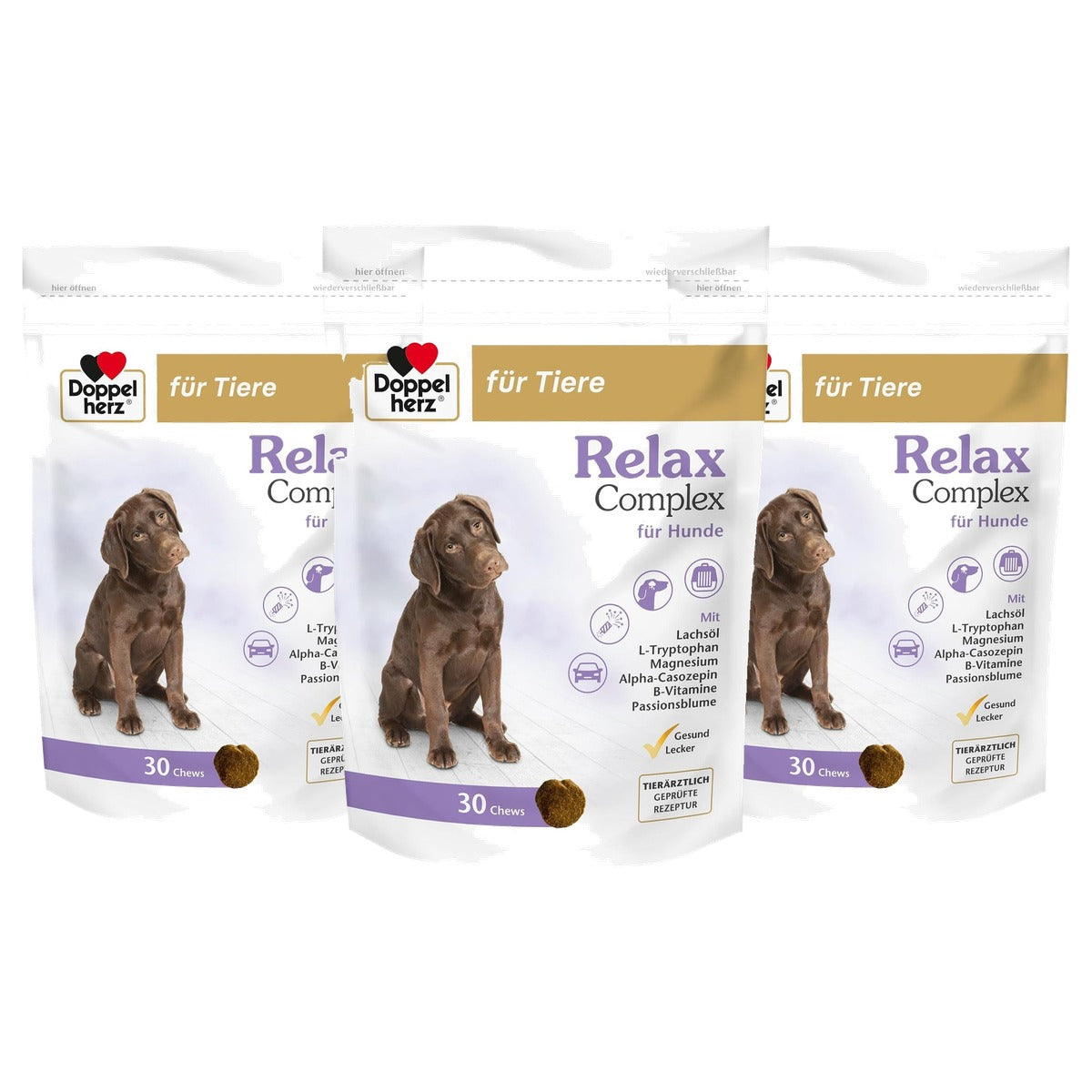 Doppelherz voor Dieren Relax Complex voor Honden 30 Chews - 3-pack
