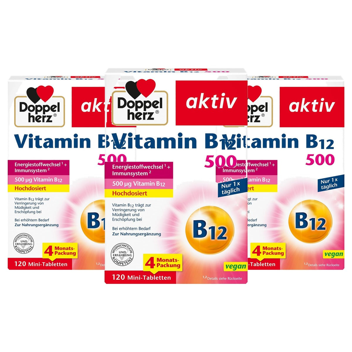 Doppelherz Vitamine B12 500 - 120 Mini-Tabletten - 3-pack