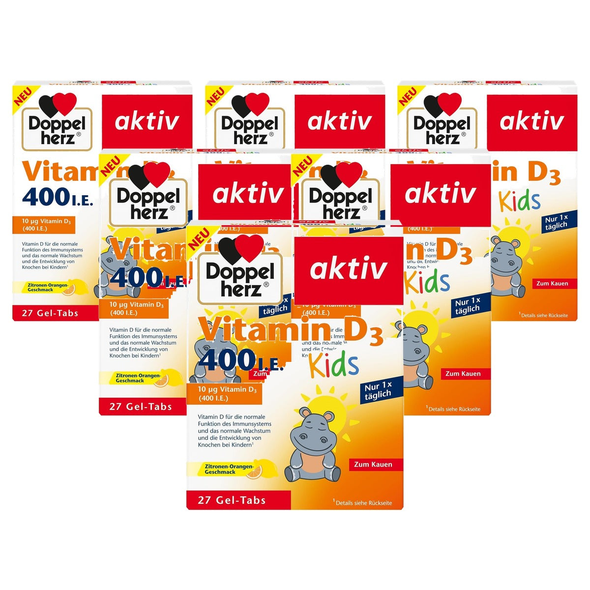 Doppelherz Vitamine D3 400 IE Kids Citroen-Sinaasappelsmaak 27 stuks - 6-pack