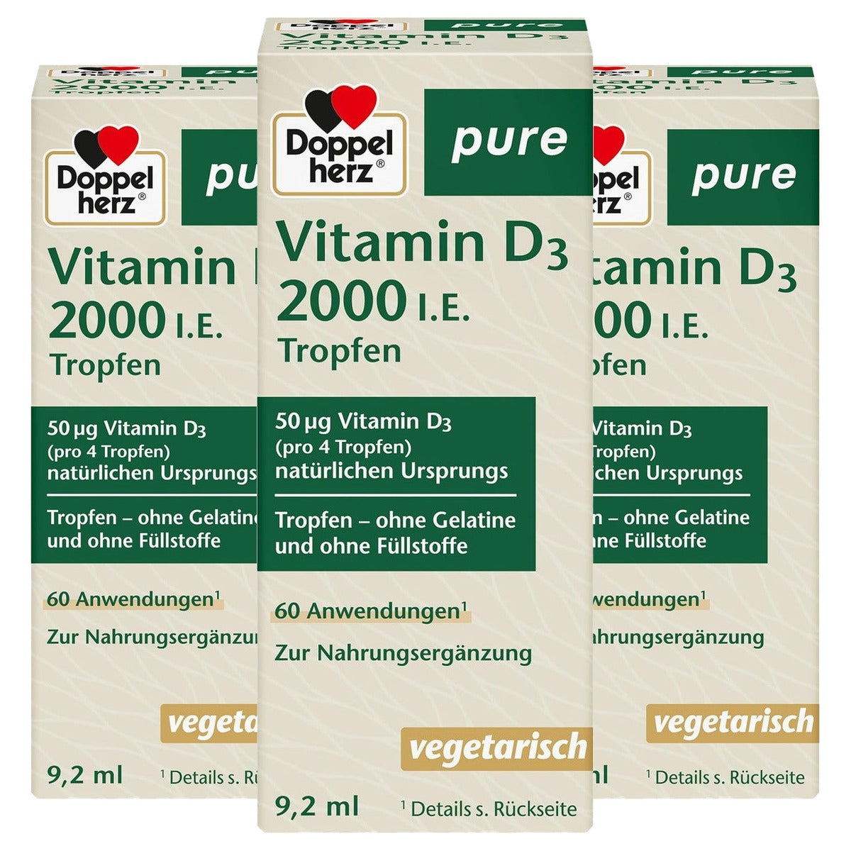 Doppelherz Pure Vitamine D3 Druppels 9,2 ml - 3-pack