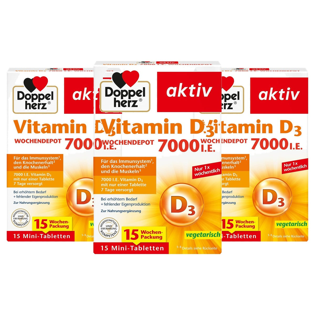 Doppelherz Vitamine D3 7000 IE Weekdepot 15 mini-tabletten - 3-pack