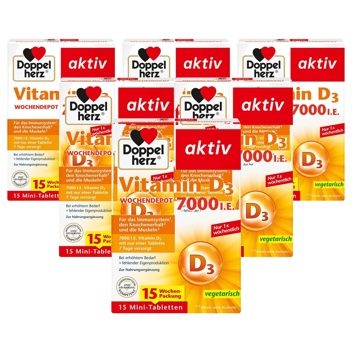 Doppelherz Vitamine D3 7000 IE Weekdepot 15 mini-tabletten - 6-pack