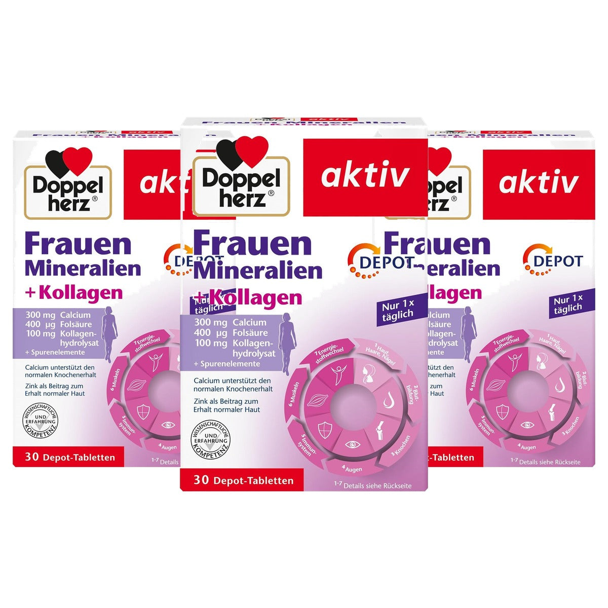 Doppelherz Vrouwen Mineralen + Collageen 30 Tabletten - 3-pack