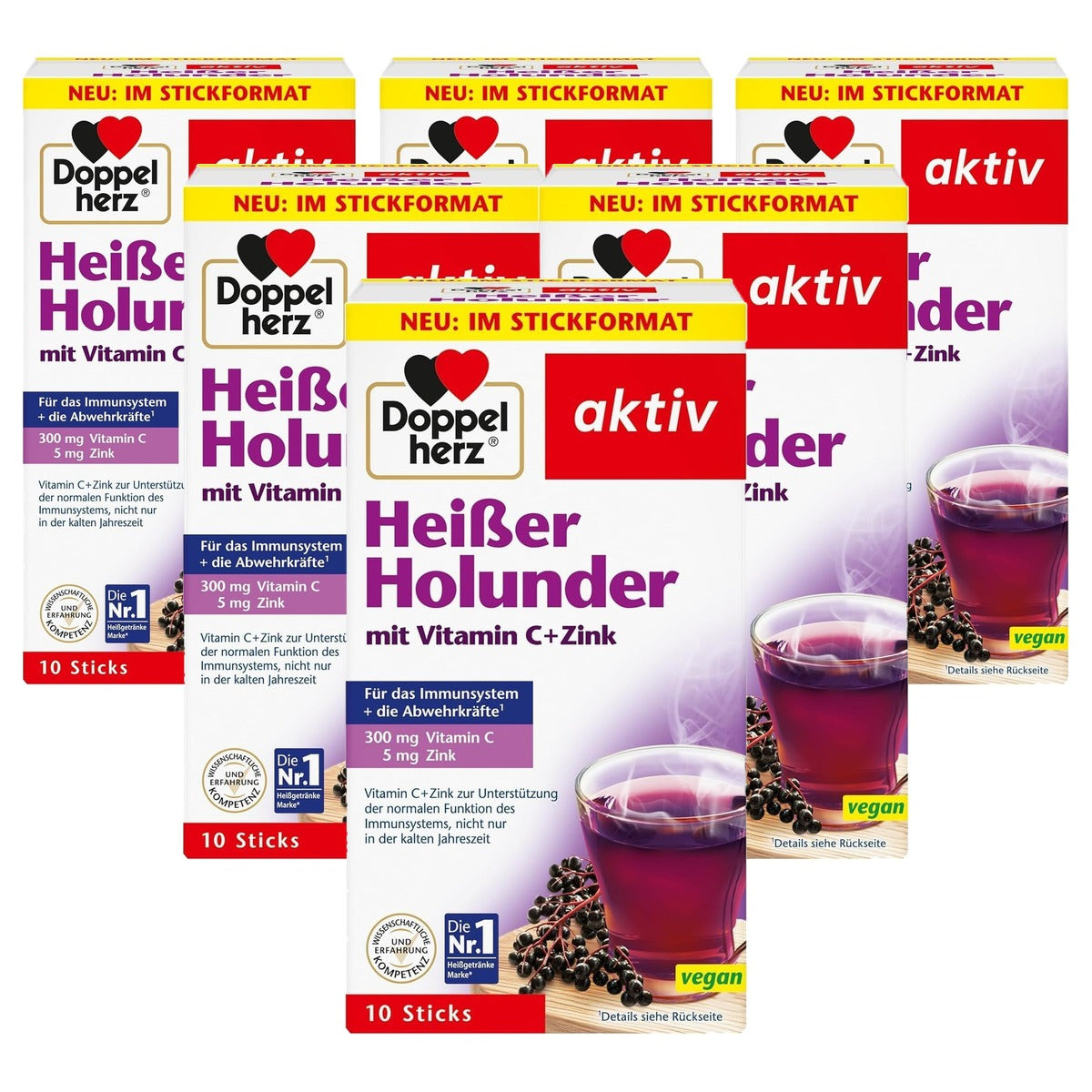 Doppelherz Warme Vlierbes met Vitamine C en Zink 10 sticks - 6-pack
