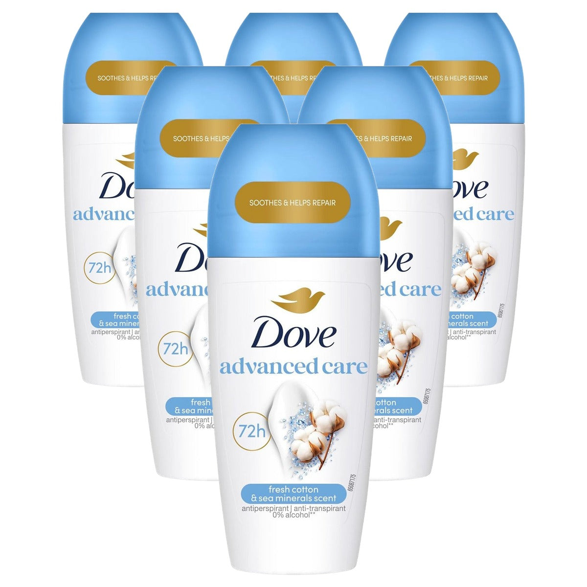 Dove Advanced Care Roll-On Katoen & Zeemineralen 6 x 50 ml - Voordeelverpakking