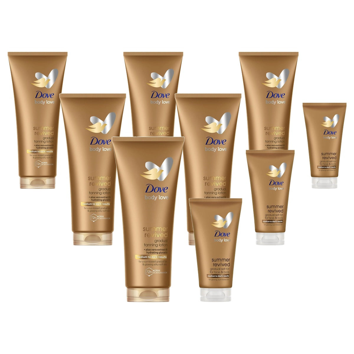 Dove Summer Revived zelfbruinende lotion 200 ml + 6 x 75 ml - Voordeelverpakking