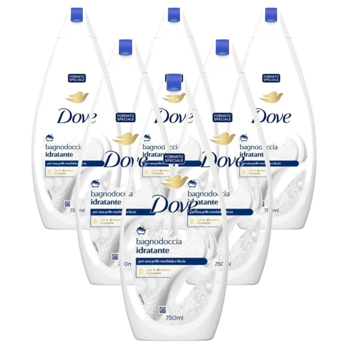 Dove Vochtinbrengende Douchebad 6 x 750 ml - Voordeelverpakking