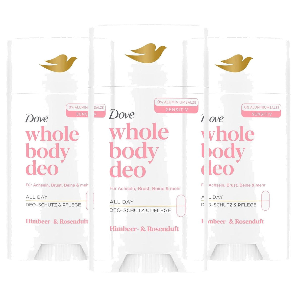Dove Whole Body Deo framboos en rozengeur 3 x 75 ml - Voordeelverpakking