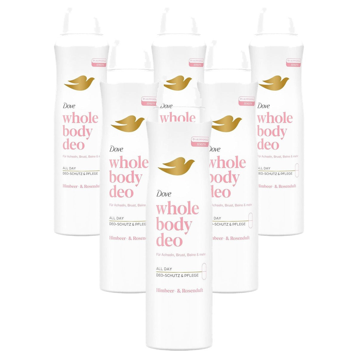 Dove Whole Body Deodorant Frambozen- en rozengeur 6 x 150 ml - Voordeelverpakking