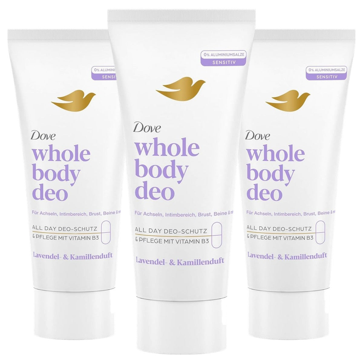 Dove Whole Body Deodorant Lavendel- en kamillegeur 3 x 75 ml - Voordeelverpakking