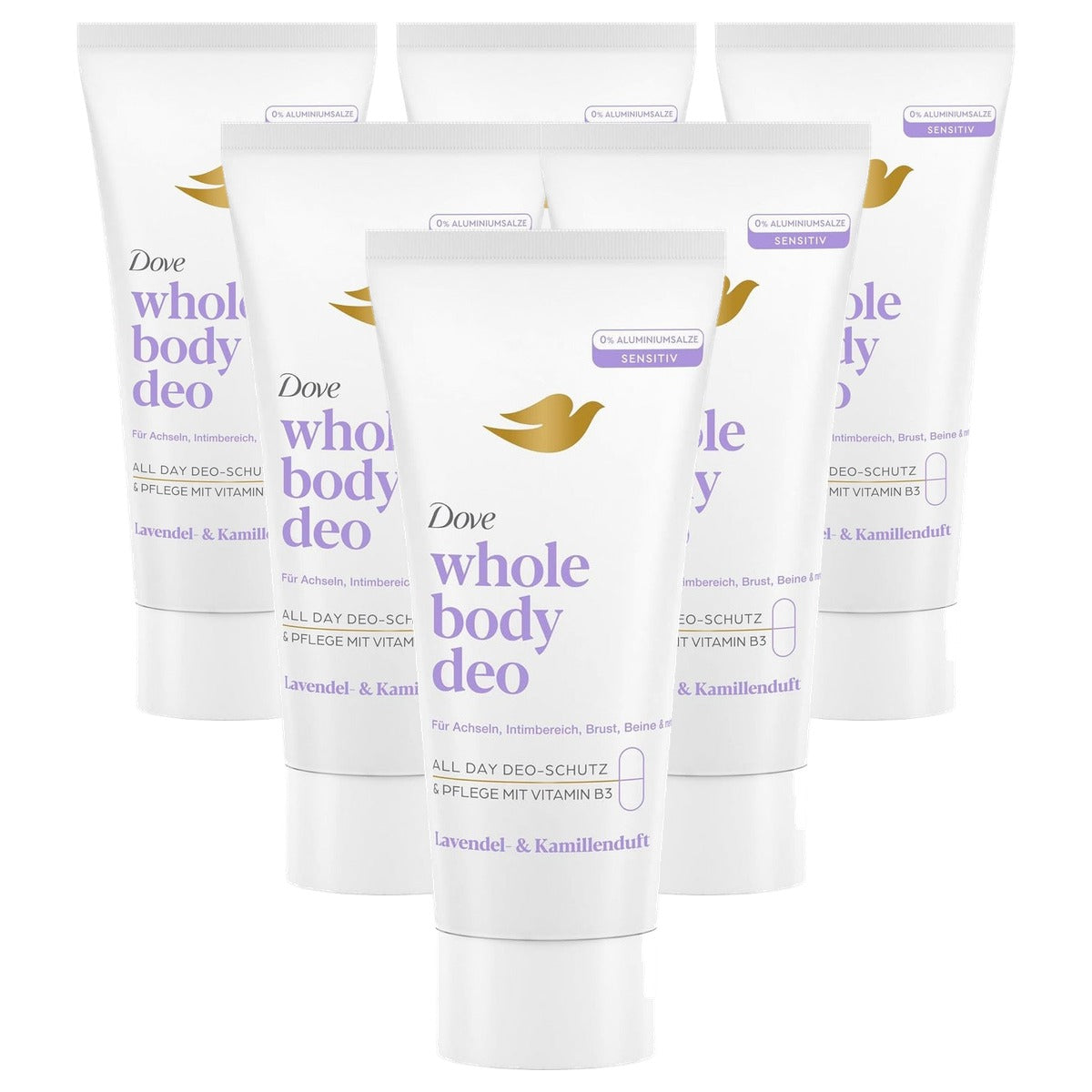 Dove Whole Body Deodorant Lavendel- en kamillegeur 6 x 75 ml - Voordeelverpakking