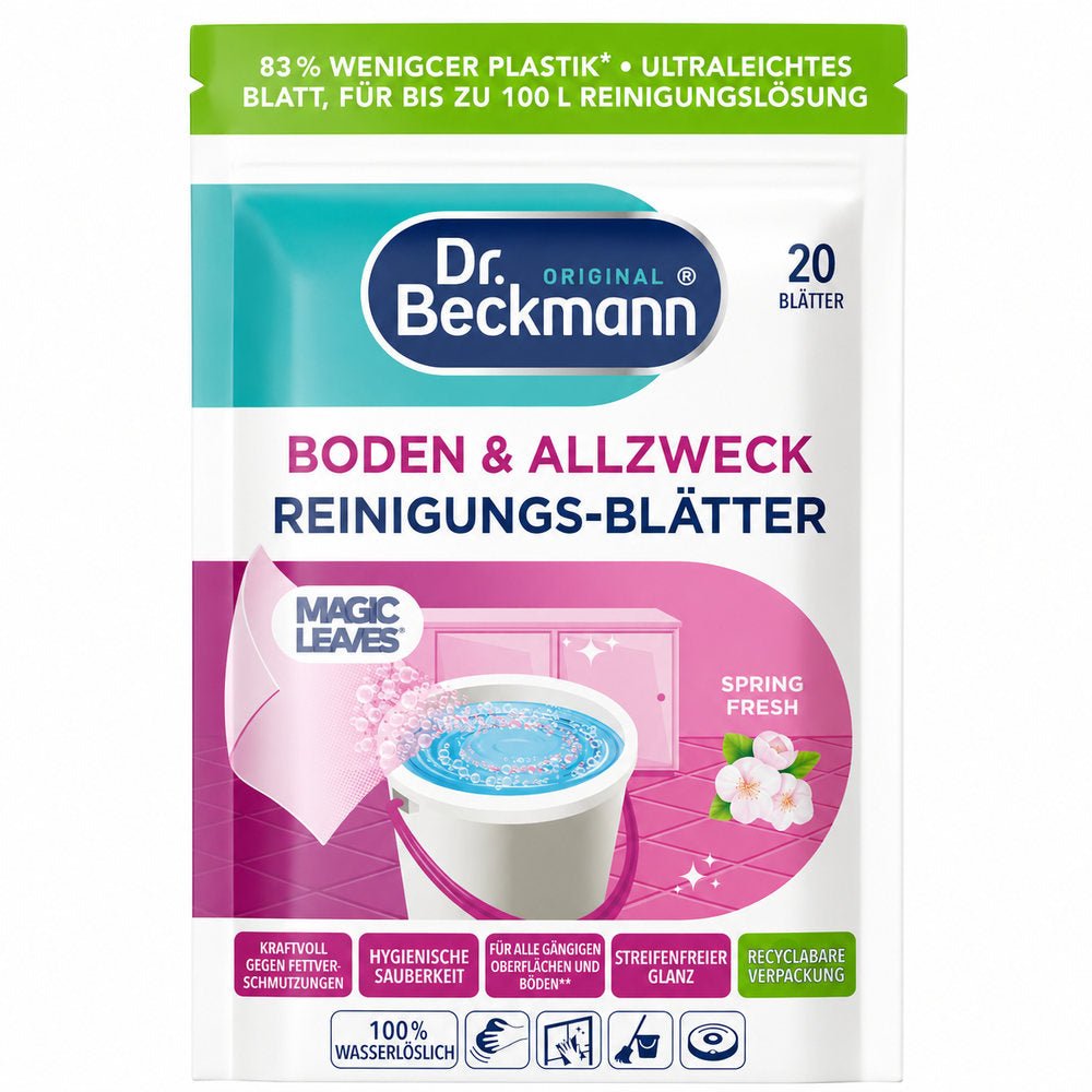Dr. Beckmann Allesreiniger Magic Leaves Reinigingsbladen Spring Fresh 20 vellen door Huishoudvoordeel nu bij Huishoudvoordeel
