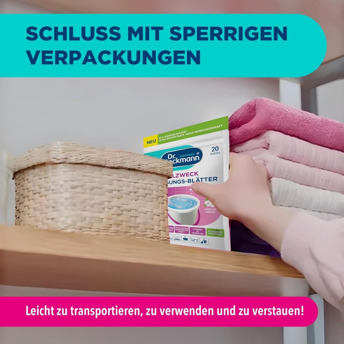 Dr. Beckmann Allesreiniger Magic Leaves Reinigingsbladen Spring Fresh 20 vellen door Huishoudvoordeel nu bij Huishoudvoordeel