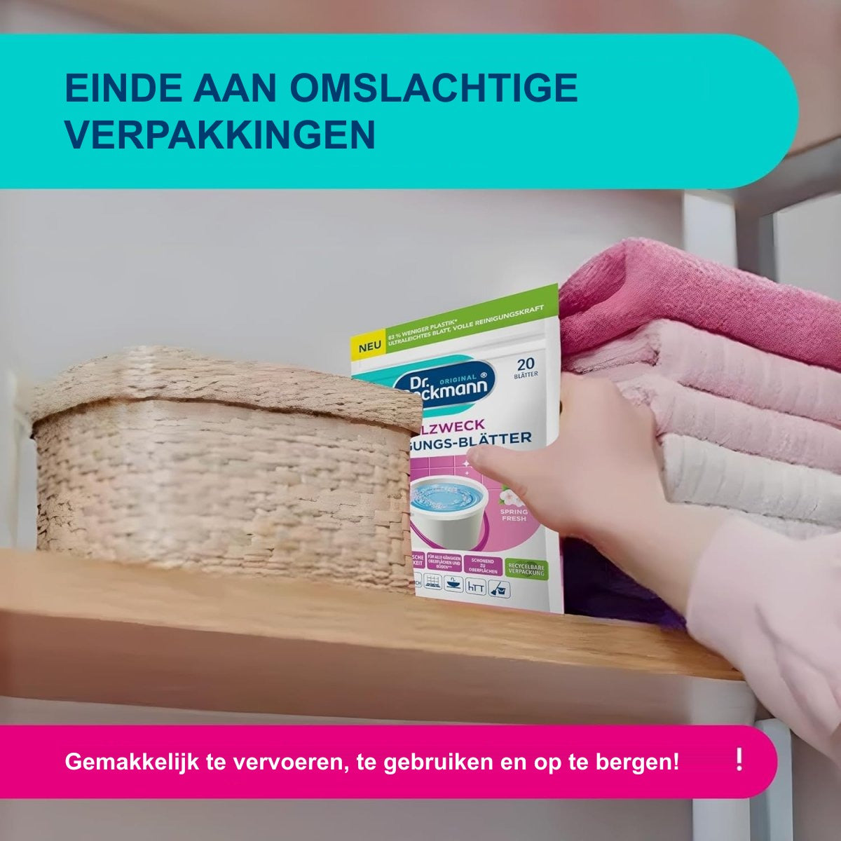 Dr. Beckmann Allesreiniger Magic Leaves Reinigingsbladen Spring Fresh 20 vellen