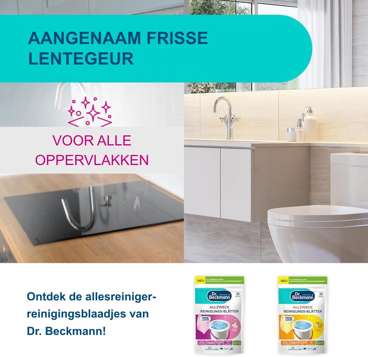 Dr. Beckmann Allesreiniger Magic Leaves Reinigingsbladen Spring Fresh 20 vellen