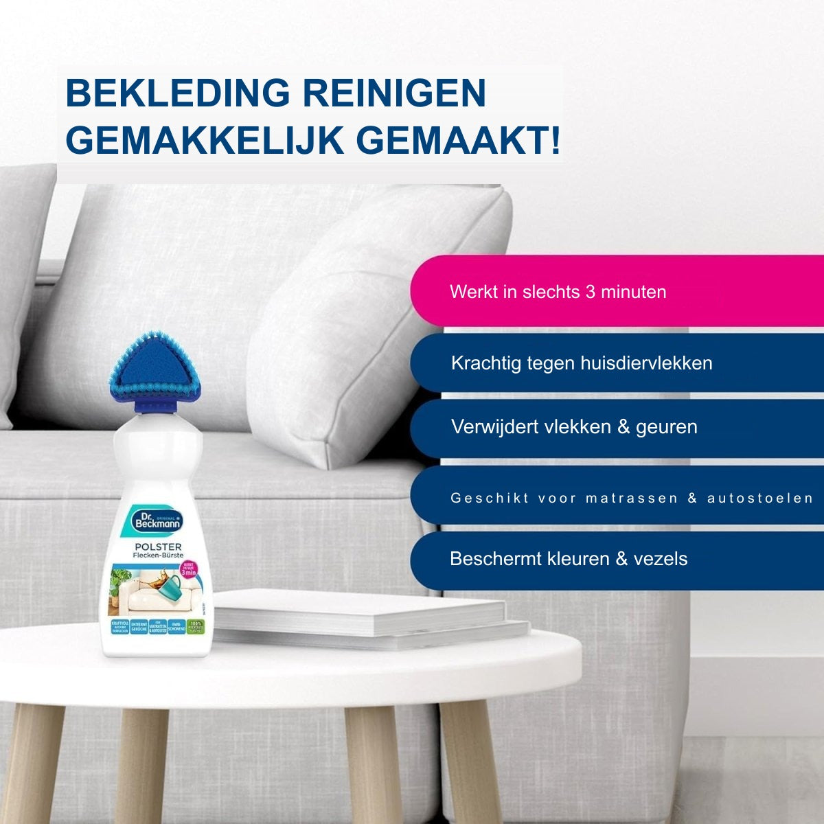Dr. Beckmann Vlekkenverwijderaar voor Bank, Bekleding en Stoffen 400 ml - Vlekkenborstel