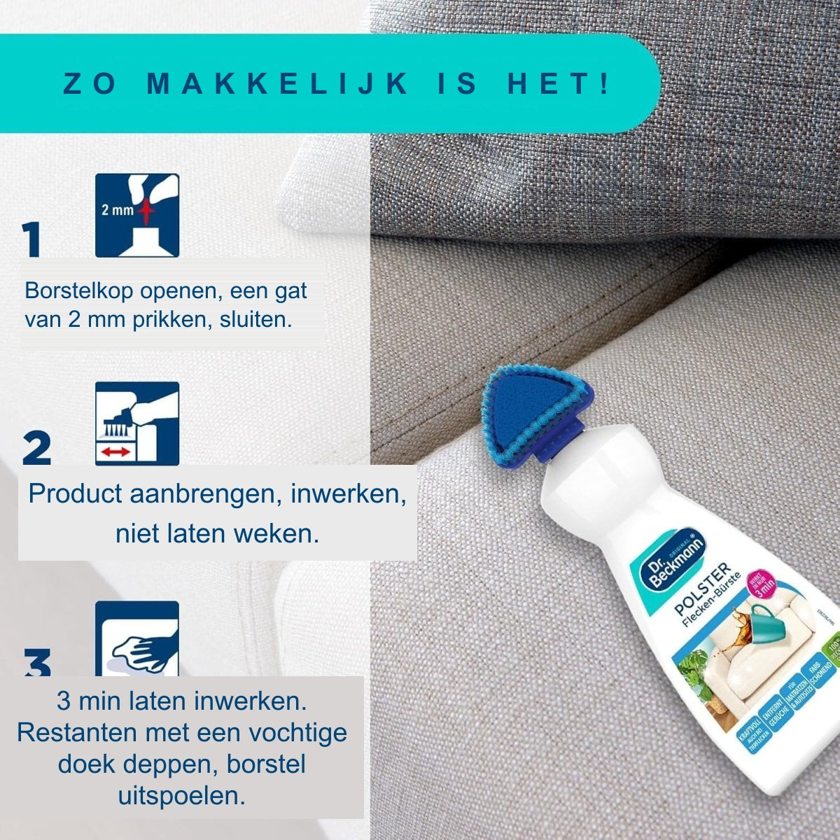 Dr. Beckmann Vlekkenverwijderaar voor Bank, Bekleding en Stoffen 400 ml - Vlekkenborstel