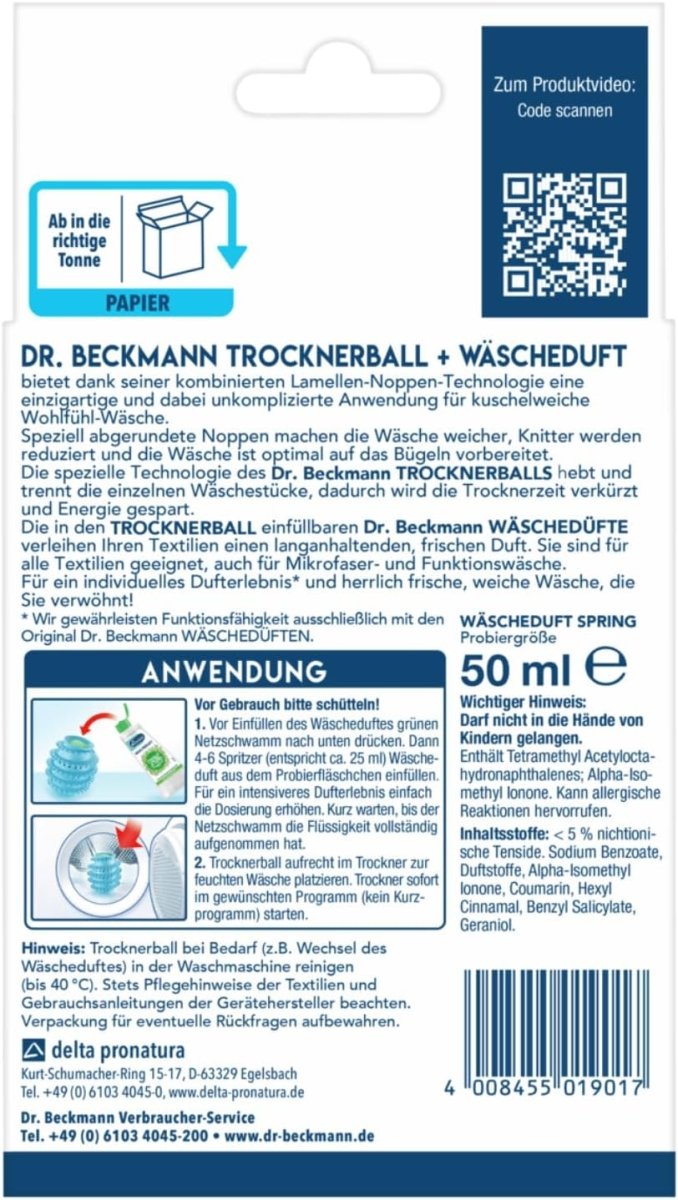 Dr. Beckmann Drogerbal Wasdrogerbal met Wasgeur Spring 50 ml door Huishoudvoordeel nu bij Huishoudvoordeel