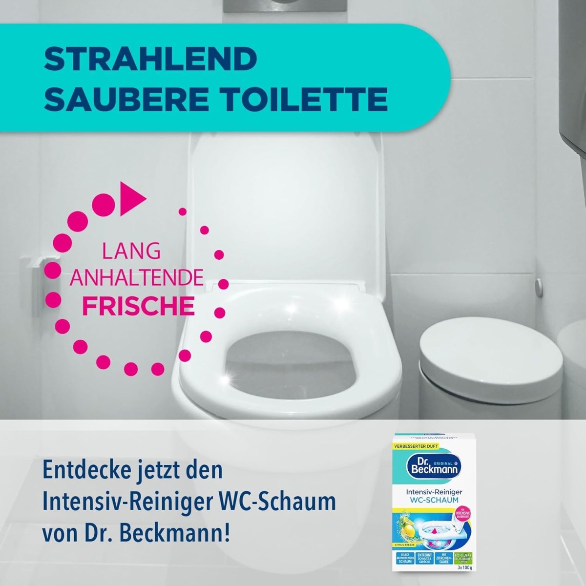 Dr. Beckmann Intensief WC Reiniger Schuim Actieve Kool Floral Fresh 3 x 100 g door Huishoudvoordeel nu bij Huishoudvoordeel
