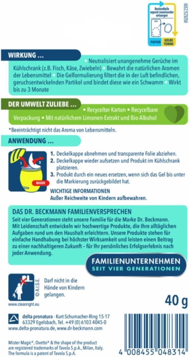 Dr. Beckmann Koelkastverfrisser Limoen 40 g door Huishoudvoordeel nu bij Huishoudvoordeel