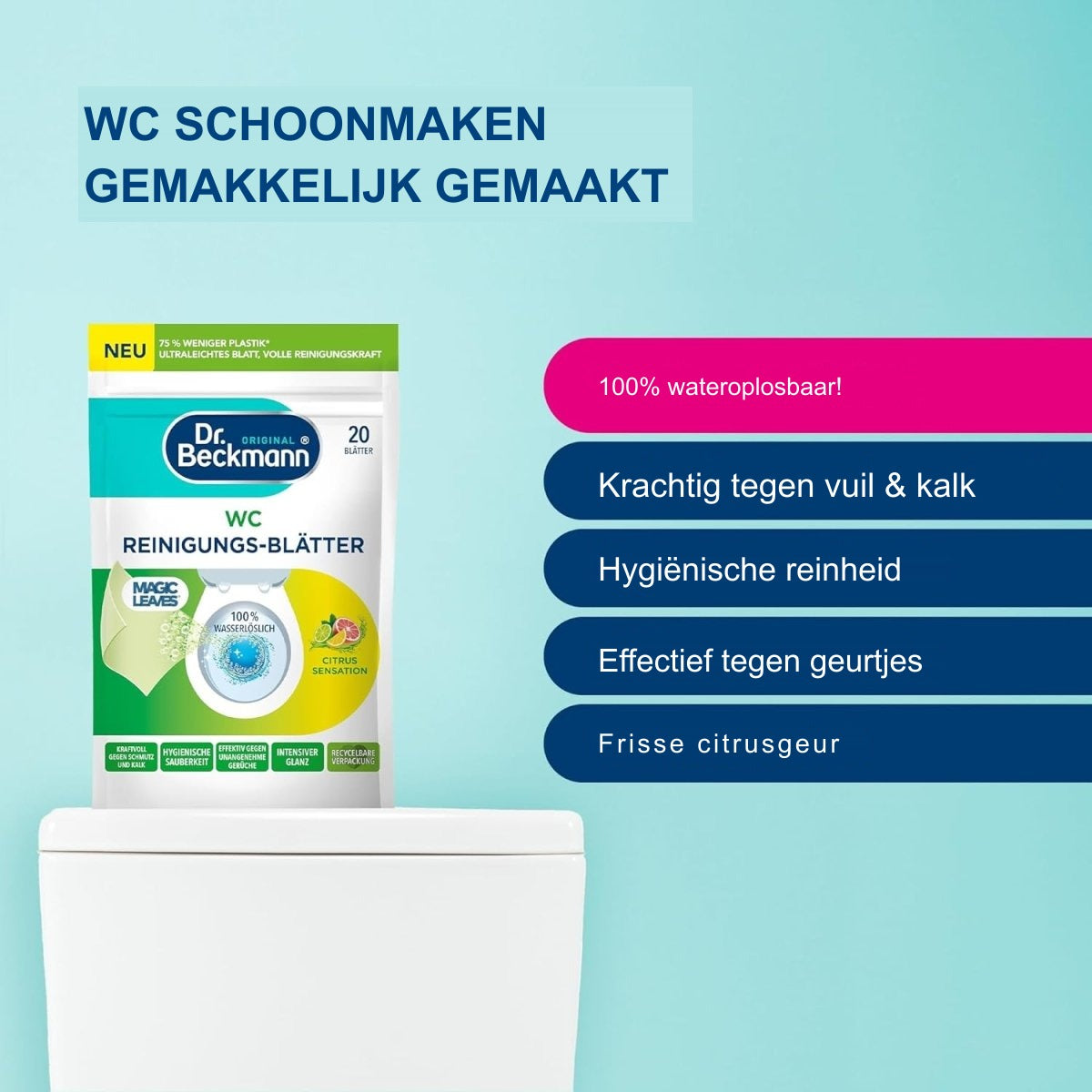Dr. Beckmann Toilet Reinigingsbladen Citrus Sensation 20 vellen WC Reiniger