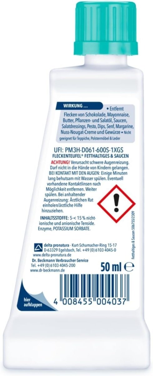 Dr. Beckmann Vlekkenduivel Spijsvet & Sauzen Vlekkenverwijderaar 50 ml door Huishoudvoordeel nu bij Huishoudvoordeel