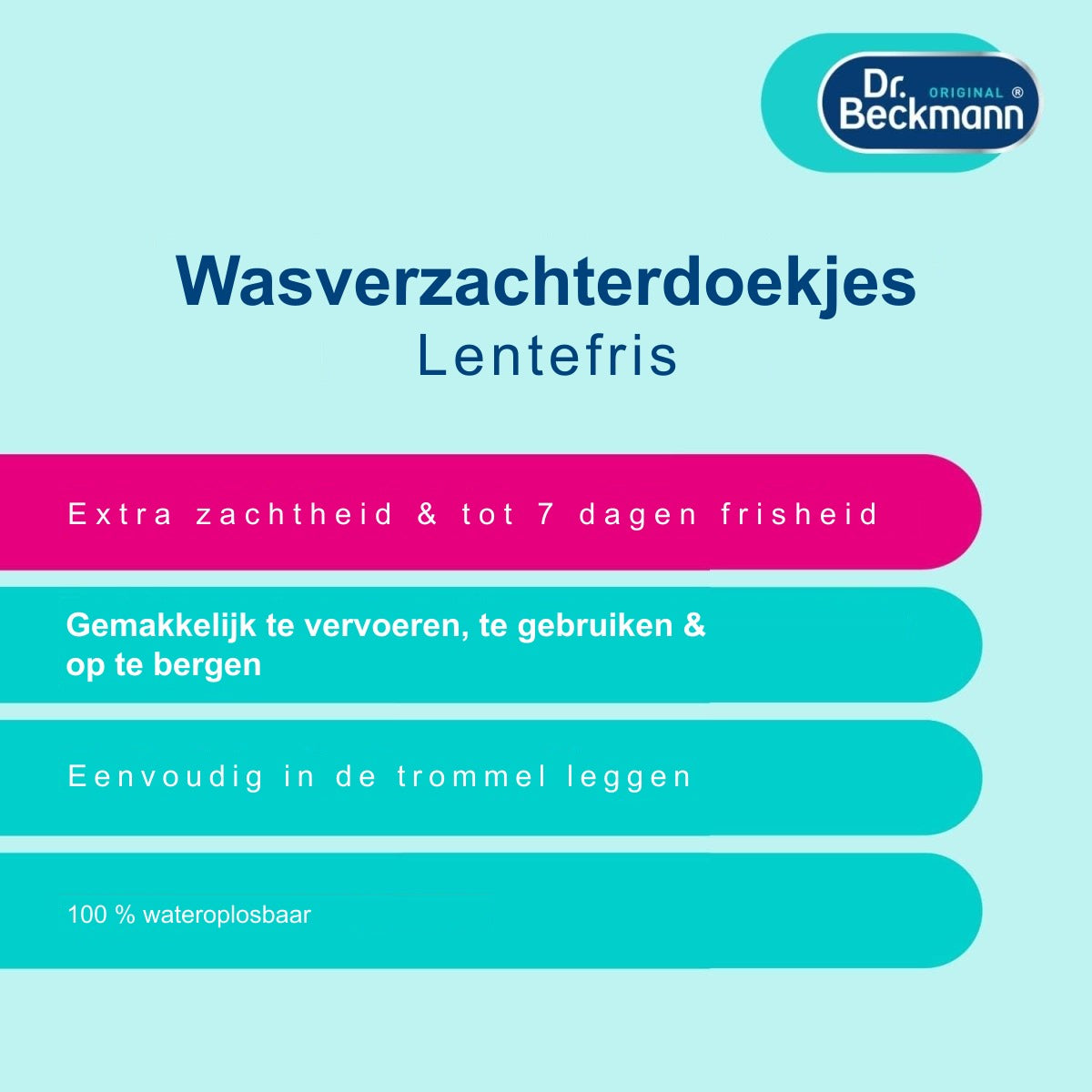 Dr. Beckmann Wasverzachterdoekjes Lentefris 14 vellen