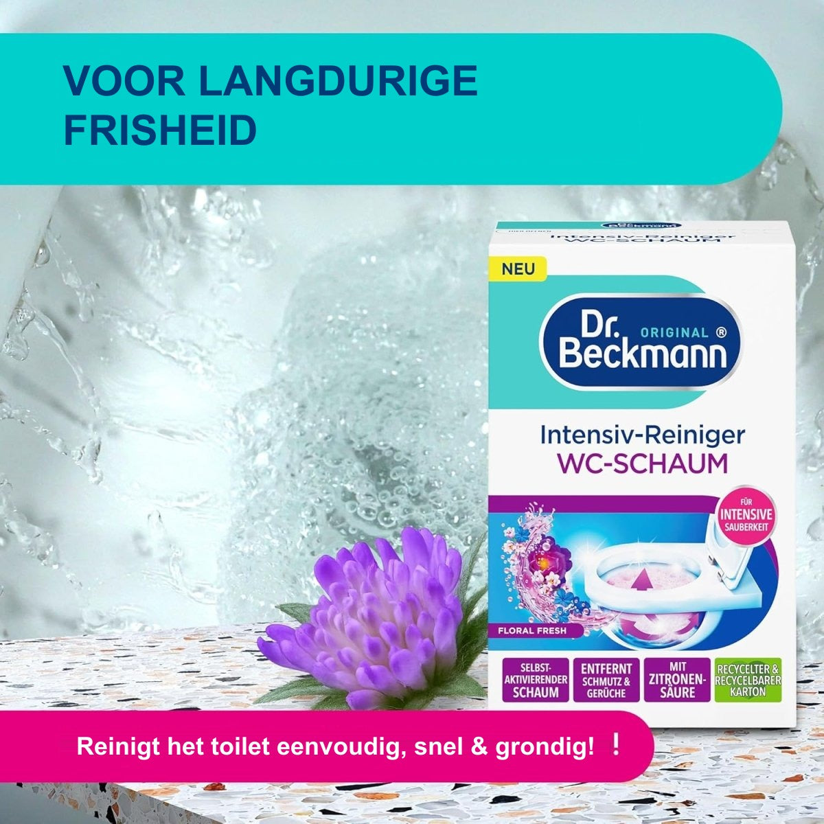 Dr. Beckmann Intensief WC Reiniger Schuim Actieve Kool Floral Fresh 3 x 100 g