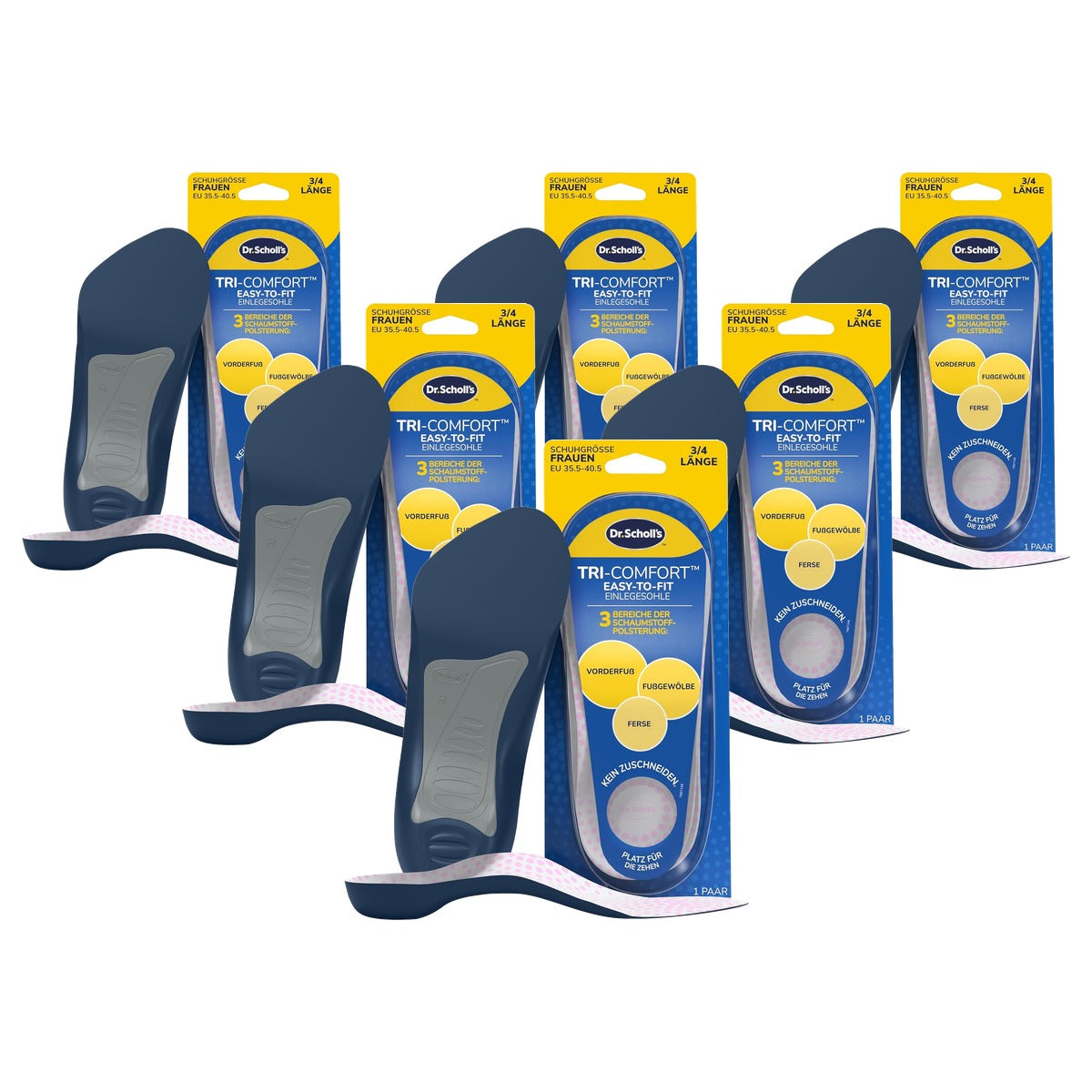 Dr. Scholl's 3/4 inlegzolen dames 35,5-40,5 - 6-pack