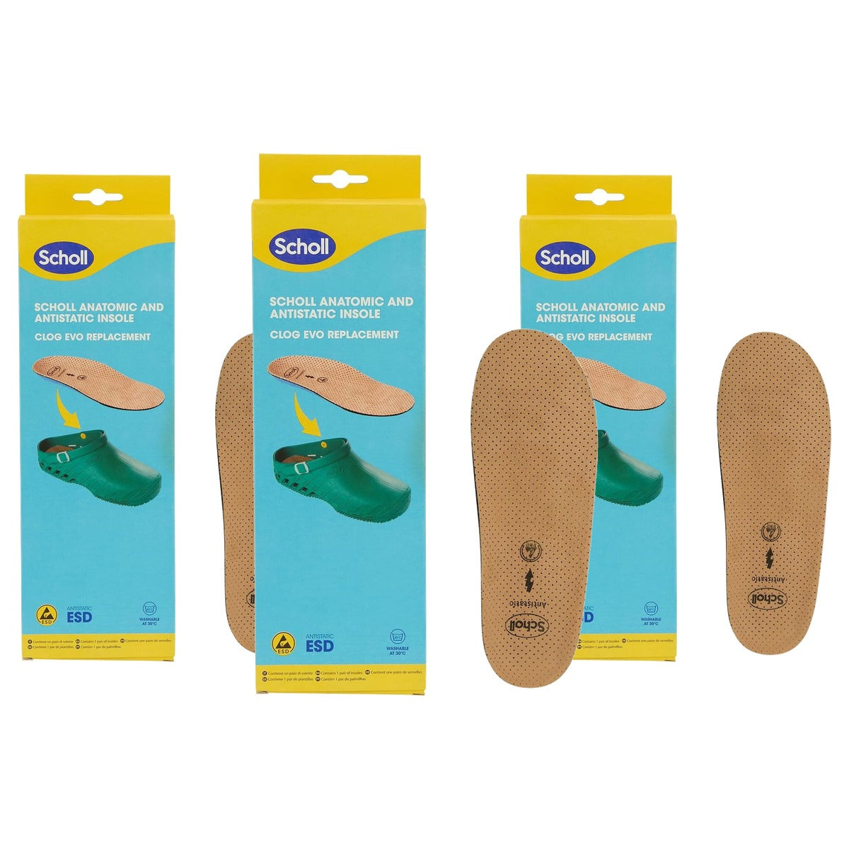 Dr. Scholl's Anatomische antistatische inlegzool Clog Evo - 3-pack