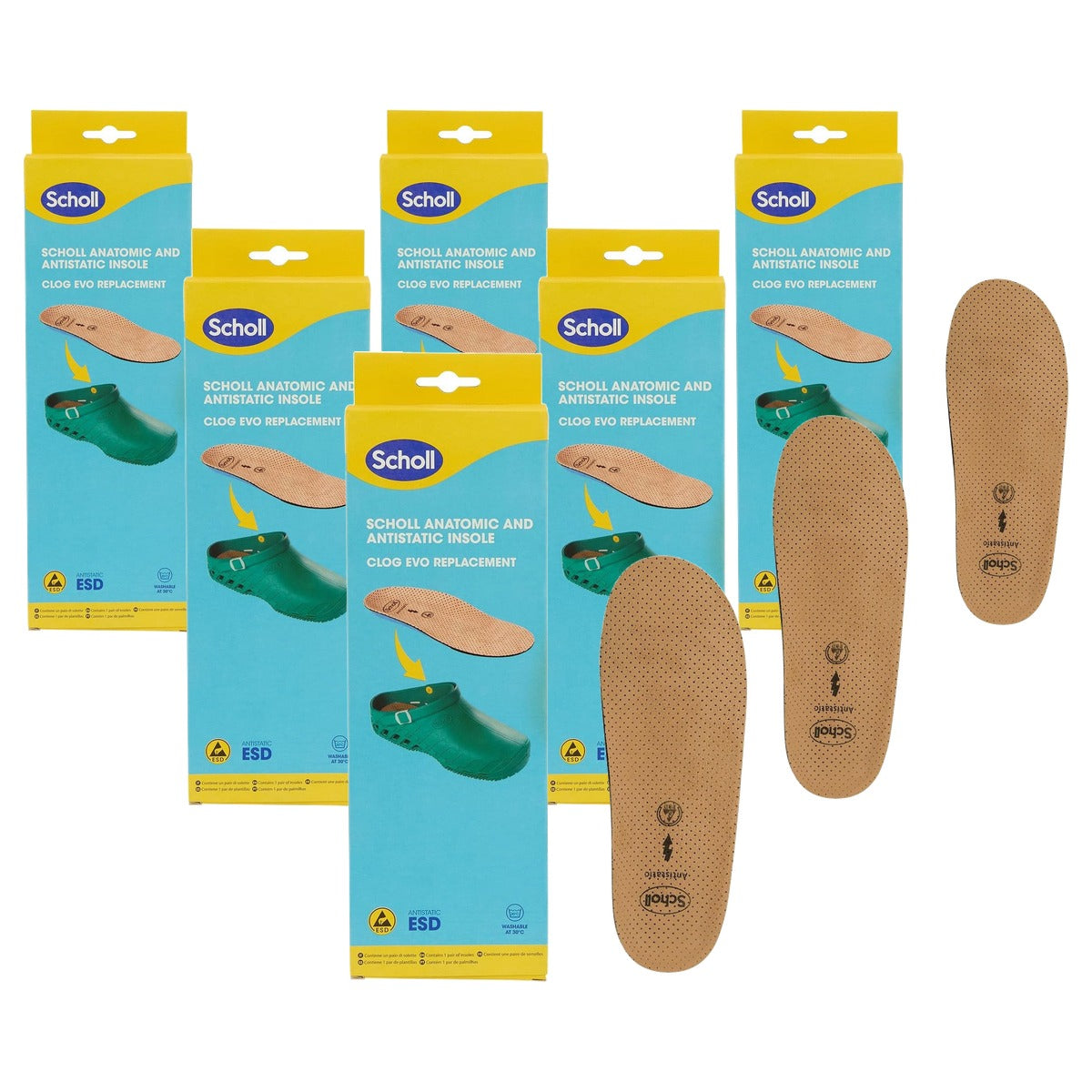 Dr. Scholl's Anatomische antistatische inlegzool Clog Evo - 6-pack